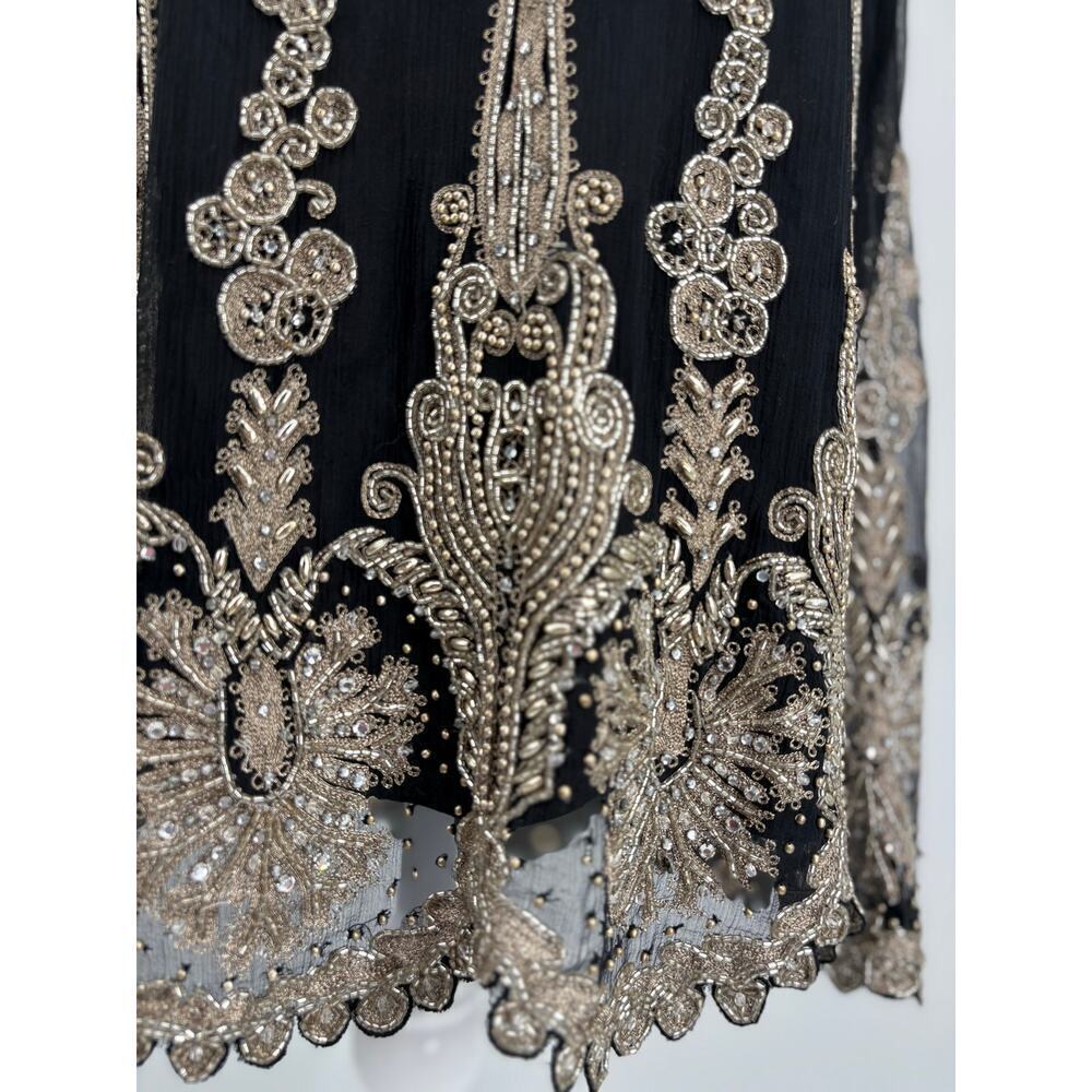 Ralph Lauren Beaded Embellished Formal Skirt Black Gold Embroidered Vintage $3K - Picture 10 of 16